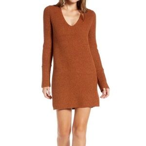 SOMETHING NAVY Rust Orange Long Sleeve Knit Sweater Dress